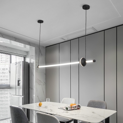 PVC Horizontal/Vertical Pendulum Light Simplicity Black/Gold LED Ceiling Pendant Lamp over Table, Small/Large