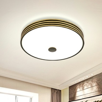 Round/Bowl LED Ceiling Light Minimalist Black/White/Gold-Black Cream Glass Flush Mount Light Fixture, Small/Medium/Large