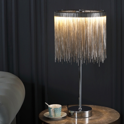 Silver Tassel Table Light Minimalist Aluminum Chain LED Night Lamp for Living Room