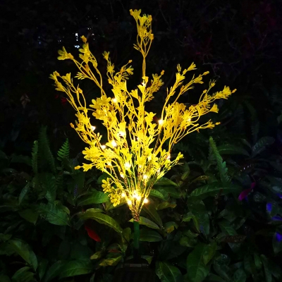 1 Pc Flower LED Stake Lamp Modern Plastic Garden Solar Ground Lighting in Yellow