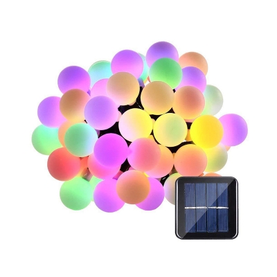 23ft Decorative Solar Ball Light String Plastic 50-Head Garden LED Outdoor Lighting in Black, Warm/Red/Pink Light