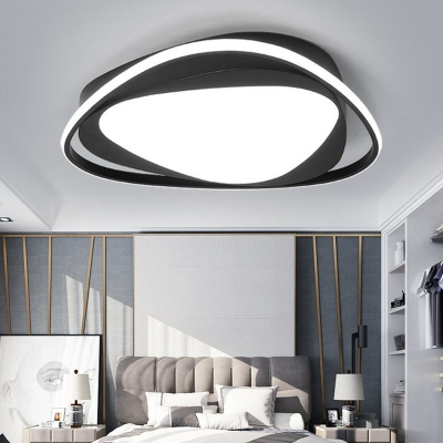 Black Double Triangle Flushmount Light Nordic Acrylic Surface Mounted LED Ceiling Lamp in Warm/White Light