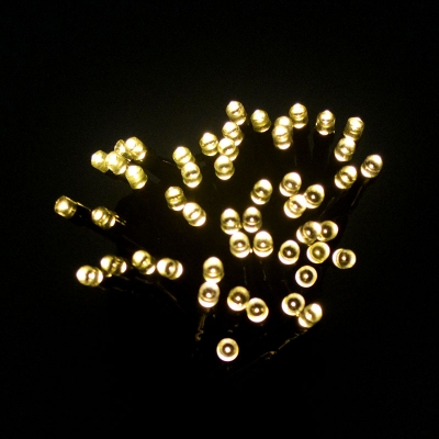 Black Firefly Solar LED String Light Modern 50 Bulbs Plastic Festive Lighting in Warm/White/Blue Light, 23ft