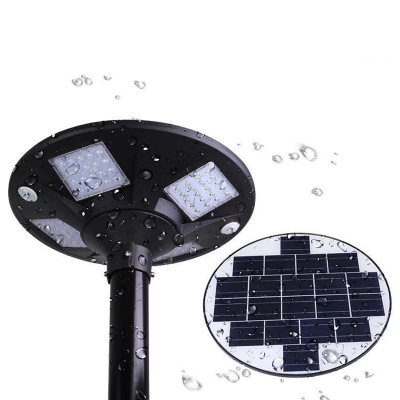 Black Flared Solar Stake Lamp Contemporary Metal LED Landscape Light for Patio, 23.5