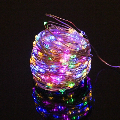 Clear Starry Solar Fairy Light String Decorative 50/100/200-Bulb Plastic LED Christmas Lamp in Warm/Multicolored Light, 16.4/32.8/65.6ft