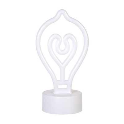 Creative Kids Bulb Shaped Night Light Acrylic Bedroom LED Table Stand Lamp in White