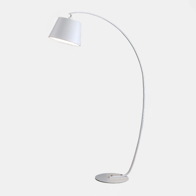 Empire Shade Living Room Floor Light Fabric Single-Bulb Nordic Gooseneck Standing Lamp in Black/White/Yellow