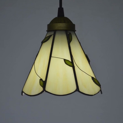 Hand-Cut Glass Cone Pendant Lighting Baroque 1 Bulb White/Bronze Ceiling Hang Lamp with Scalloped Trim