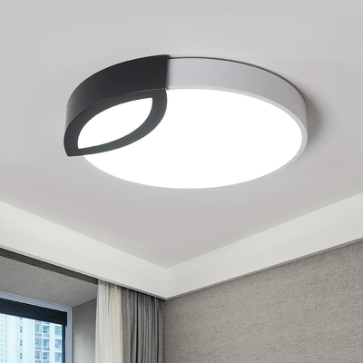 LED Bedroom Ceiling Flush Mount Nordic Black and White Flush Light with Round Acrylic Shade, Warm/White Light