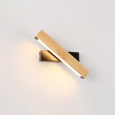 Matte Black/White Rectangle Wall Lighting Nordic Wooden Small/Large Adjustable LED Wall Lamp in Warm/White/3 Color Light