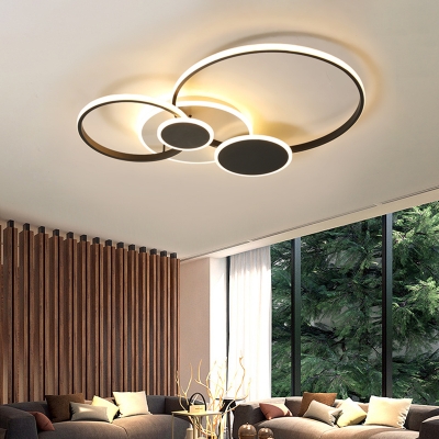 Metal Circular Ceiling Lamp Modern Style LED Semi Flush Light in Black (The customization will be 7 days)