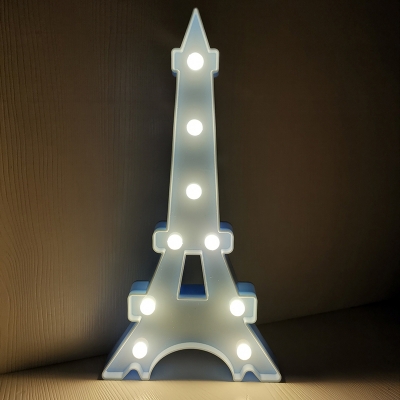 Nordic Eiffel Tower/Diamond Night Lamp Plastic Girls Bedside Battery LED Wall Night Light in White/Pink/Blue
