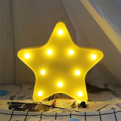 Nordic Star Shaped Battery Night Light Plastic Bedside LED Wall Night Lamp in Blue/Pink/White