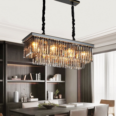 Rectangle Round Dining Room Pendant, Black Rectangle Dining Room Light