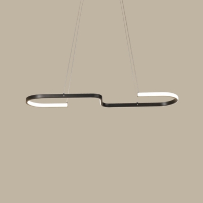 S-Shaped/Interlocked Drop Pendant Minimalist Aluminum Black/Gold LED Island Ceiling Light in White Light/Third Gear/Remote Control Stepless Dimming