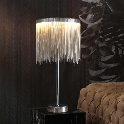 Silver Tassel Table Light Minimalist Aluminum Chain LED Night Lamp for Living Room