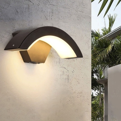 Simplicity Arc Wall Light Kit Acrylic Garden LED Sconce Lighting in Black, Warm/White Light