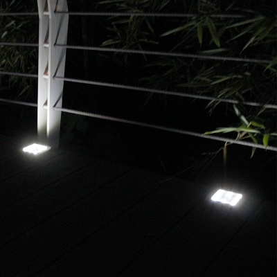 Square Solar Powered Stake Light Simplicity Metal Garden LED Underground Lamp in Black, Warm/White Light