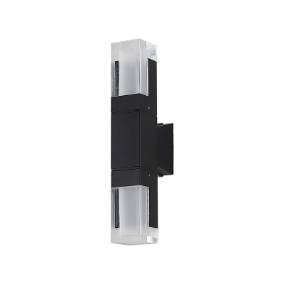 Stairway LED Outdoor Wall Mount Modern Black Wall Light with Round/Square/Pole Acrylic Shade, Warm/White Light