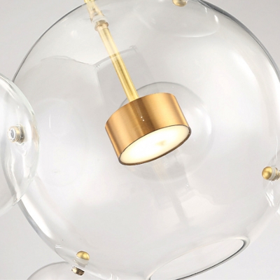 Stylish Modern Bubble Pendant Light Clear Glass 5 Heads Living Room Ceiling Hang Lamp in Brass