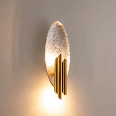 Tubular Wall Mount Light Fixture Postmodern Metal 2-Light Silver/Gold Wall Sconce with Oval Foil Backplate