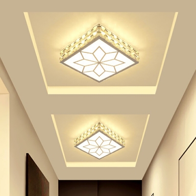 White/Gold Square Ceiling Lighting Simplicity 3/5/12w LED Crystal Flush Mounted Light in Warm/White Light/Third Gear