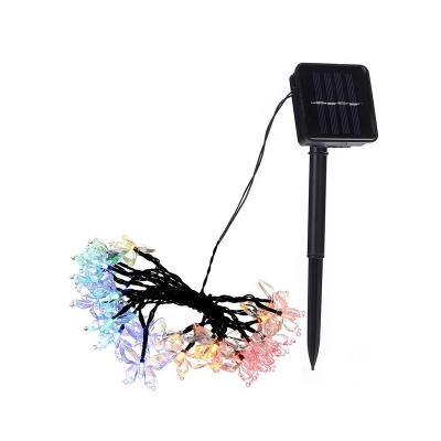 16.4ft Kids Butterfly Solar Light Strip Plastic 20-Bulb Patio LED String Lighting in Black, Warm/White/Multi-Color Light