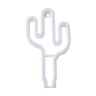 Cactus Wall Night Light Kids Plastic Bedroom LED Night Lamp in White with USB Plug