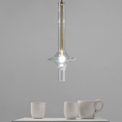 Creative Designer Elongated Hanging Lamp Clear/Smoke Grey Glass 1-Light Restaurant Down Lighting Pendant
