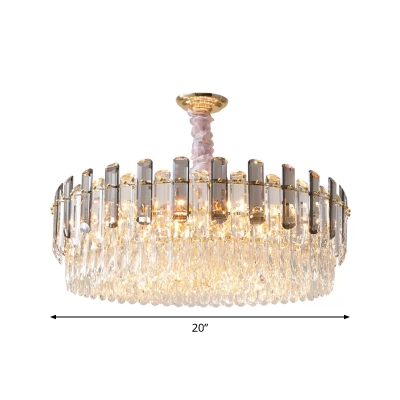 Crystal Layers Chandelier Modern 5/9/18 Heads Living Room Hanging Pendant Lamp in Gold