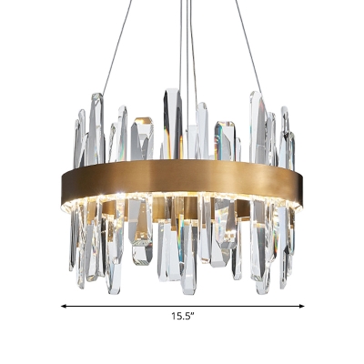 Crystal Rod Gold Chandelier Pendant Circular Minimalist Small/Medium/Large LED Ceiling Suspension Lamp