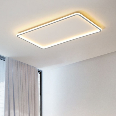 Extra-Thin Square/Rectangle Ceiling Lamp Minimalist Aluminum Grey LED Flush Mount Light in Warm/White/Natural Light, Small/Medium/Large