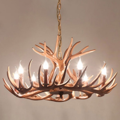 Faux Antler Bistro Hanging Chandelier Country Resin 4/6/11 Heads White/Coffee Pendant Ceiling Light