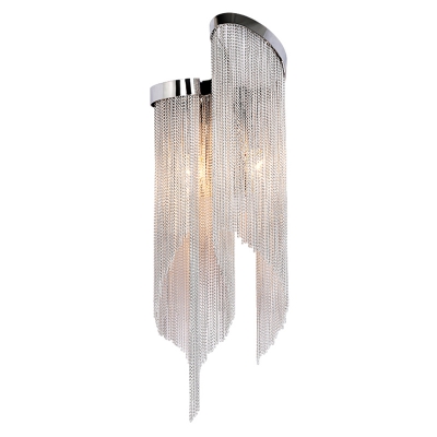 Gold/Light Silver Tassel Wall Light Contemporary 2 Bulbs Aluminum Sconce Lighting Fixture for Bedroom