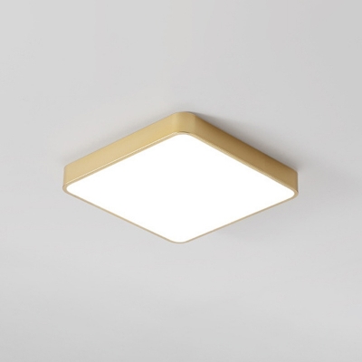 Gold Square LED Ceiling Lamp Simple Small/Medium/Large Metal Flush Mount Lighting Fixture for Bedroom