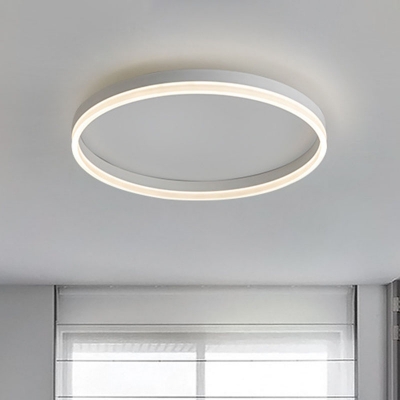 Hoop Shaped Flush Mount Minimalism Metal Black/White/Gold LED Ceiling Light in Warm/White Light for Bedroom, Small/Medium/Large
