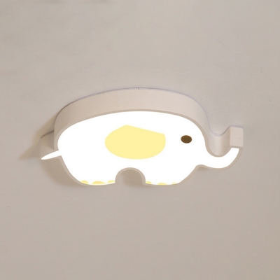 Kids Bedroom LED Flush Mount Light Cartoon White Ceiling Lamp with Piglet/Whale/Duck Acrylic Shade