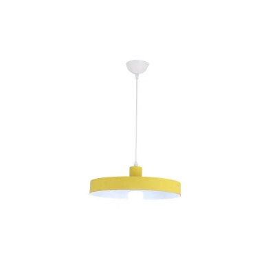 Macaron Lid Shaped Pendant Light Kit Metal 1 Bulb Dining Room Hanging Lamp in Grey/Pink/Rose Gold