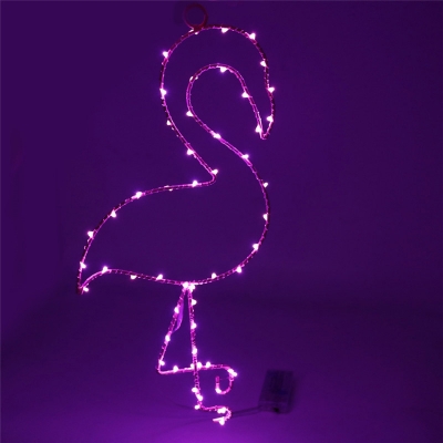Pink Flamingo Night Lamp Stylish Nordic Iron LED Wall Night Light in Pink/Warm Light for Girls Room