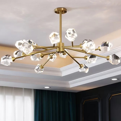 Postmodern Branch Chandelier Light 6/12/18 Bulbs Clear Crystal Hanging Pendant for Living Room