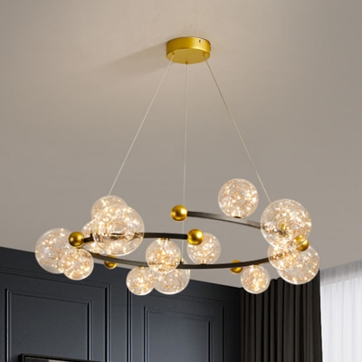 Postmodern Bubble Chandelier Clear Starry Glass 6/8/18 Lights Bedroom LED Ceiling Pendant in Gold/Black-Gold