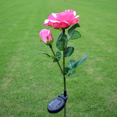 Red/White/Pink Rose Stake Light Set Contemporary 2-Head Plastic Solar Pathway Lamp, 1 Piece