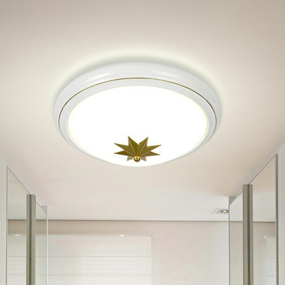 Round/Bowl LED Ceiling Light Minimalist Black/White/Gold-Black Cream Glass Flush Mount Light Fixture, Small/Medium/Large