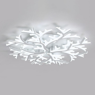 Snowflake LED Semi Flush Ceiling Light Nordic Acrylic 5/12/15 Lights White Flush Mount in Warm/White Light for Living Room
