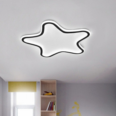 Star/Pentagon/Loving Heart Flush Light Kids Acrylic Black Super-Thin LED Flush Ceiling Light in Warm/White Light, 16
