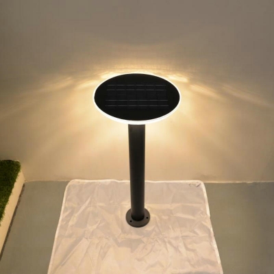 Swivelable Disc Solar Ground Spotlight Minimalist Metal Black LED Lawn Lamp with/without Pole