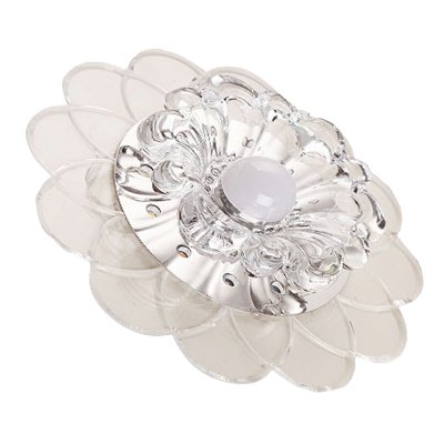 White Flower Flush Mount Lighting Modernist Clear Crystal LED Ceiling Lamp in Warm/White/Multi-Color Light, 3/5w