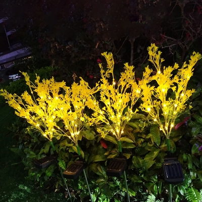 1 Pc Flower LED Stake Lamp Modern Plastic Garden Solar Ground Lighting in Yellow