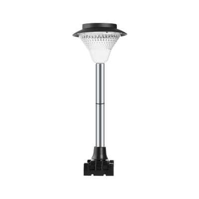 1-Piece Plastic Cone LED Lawn Lamp Simplicity Black Solar Stake Light Set in Warm/White Light