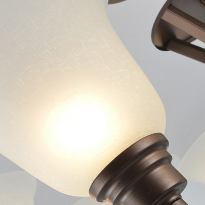 3/10/24-Light Bell Hanging Lamp Rustic Brown Sandblasted Glass Ceiling Chandelier for Bedroom